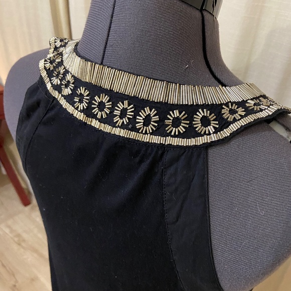Banana Republic Black Sleeveless Dress with Gold Beads Size XS - Picture 6 of 9